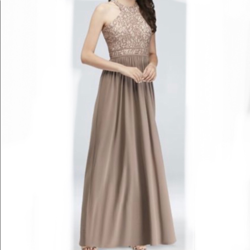 Nightway Long Taupe Gown